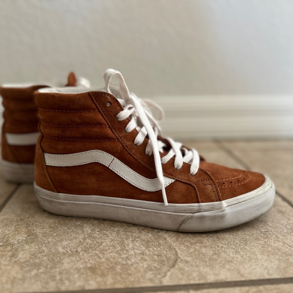 Vans Suede Brown and White High-Top Sneakers